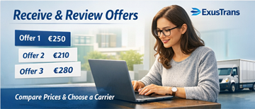 Privatperson prüft Transportangebote von Frachtführern auf der ExusTrans-Plattform